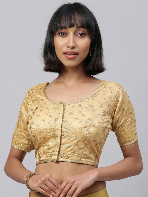 

Amrutam Fab Women Gold-Toned Embroidered & Sequinned Saree Blouse