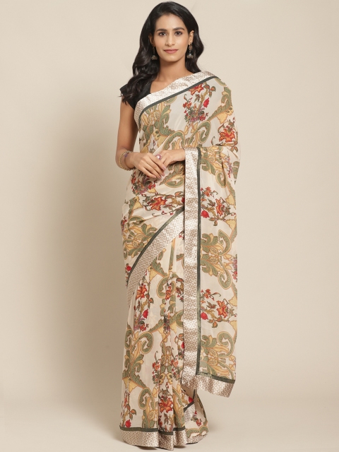 

Pisara Beige & Green Printed Saree