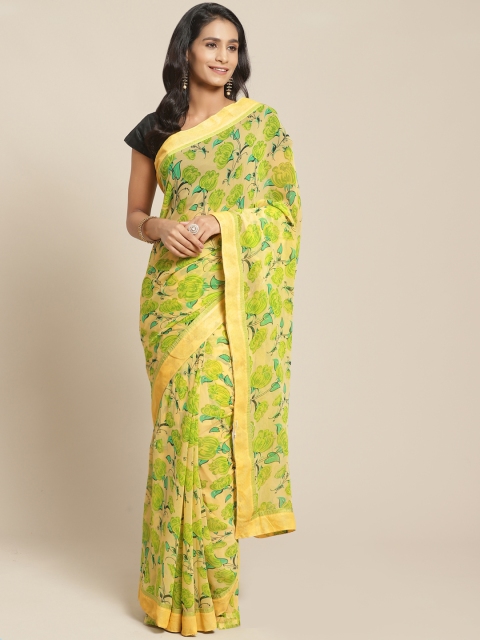 

Pisara Yellow & Green Floral Printed Saree