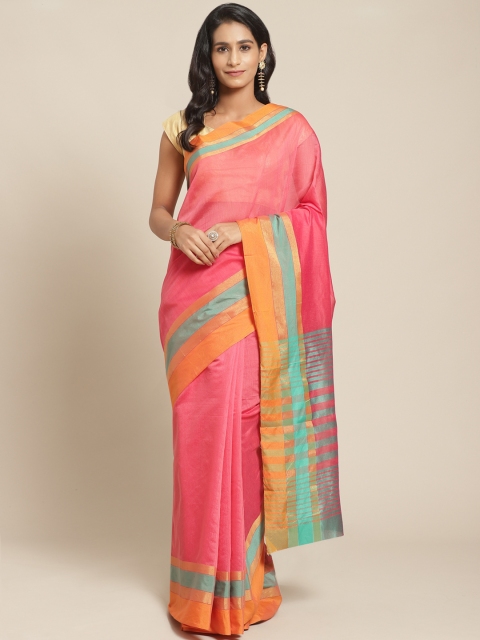 

Pisara Pink Solid Chanderi Saree