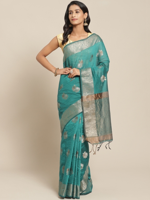 

Pisara Green & Golden Woven Design Chanderi Saree