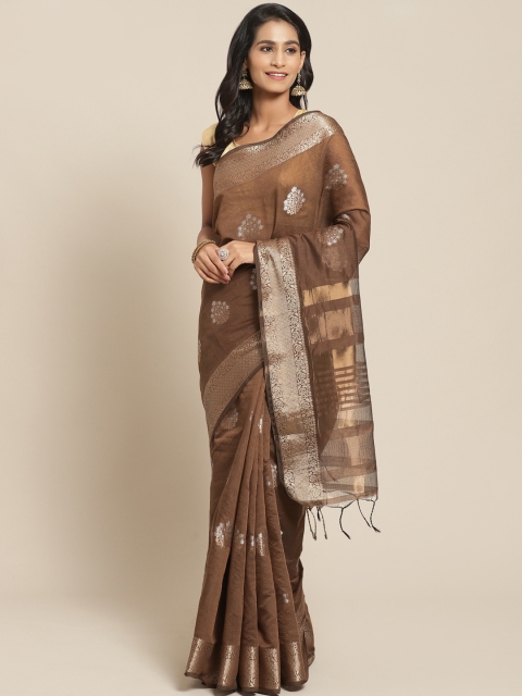 

Pisara Brown Woven Design Chanderi Saree