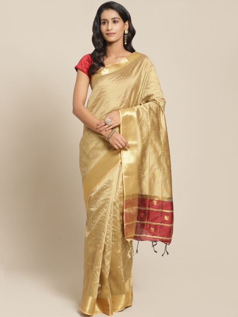 

Pisara Golden Striped Chanderi Saree, Gold