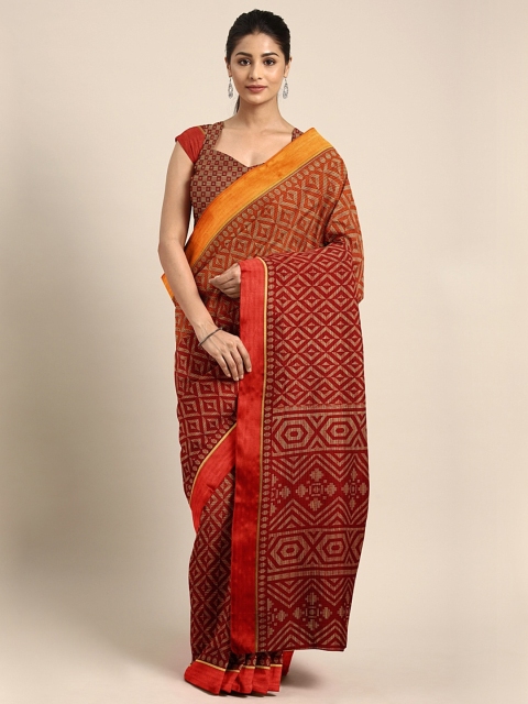 

KALINI Red Cotton Blend Printed Ikat Saree