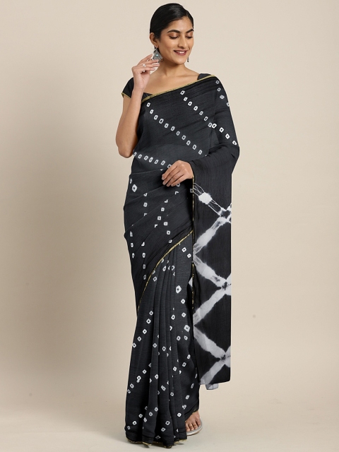 

KALINI Black Pure Chiffon Dyed Bandhani Saree