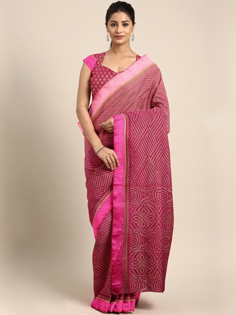 

Pavechas Pink Cotton Blend Printed Saree