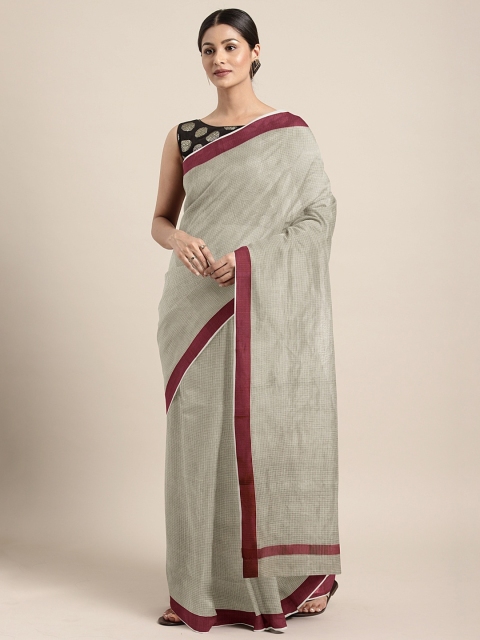 

Pavechas Beige Jute Cotton Grid Checked Kota Saree