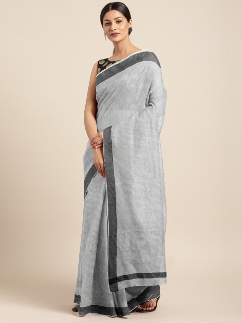 

Pavechas Grey Jute Cotton Grid Checked Kota Saree