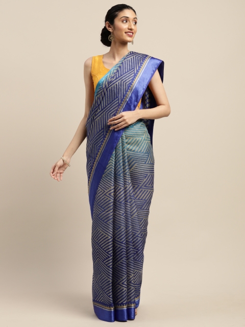 

Pavechas Blue Printed Saree