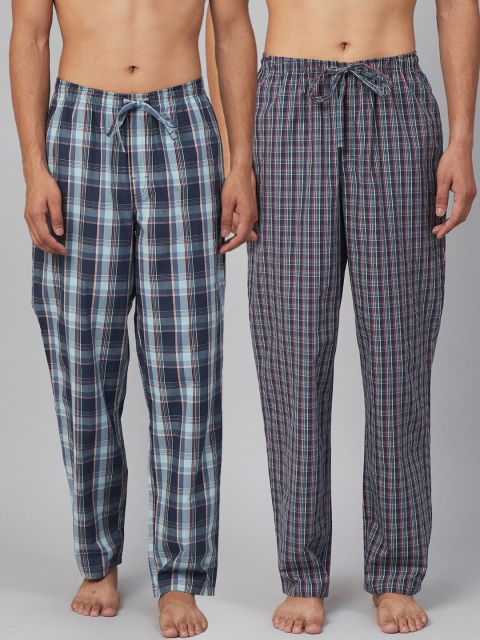 

Marks & Spencer Men Pack Of 2 Checked Lounge Pants, Blue