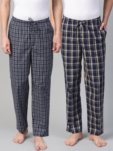 

Marks & Spencer Men Pack Of 2 Checked Lounge Pants, Navy blue