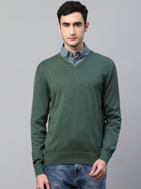 

Marks & Spencer Men Green Solid Pullover Sweater