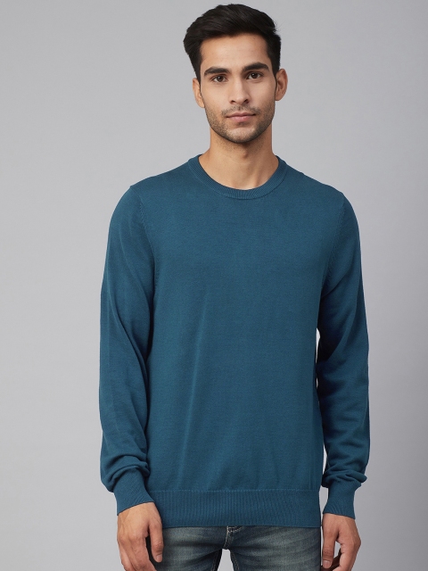 

Marks & Spencer Men Teal Blue Solid Pullover Sweater