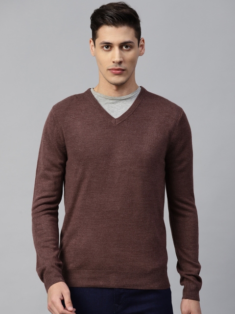 

Marks & Spencer Men Burgundy Solid Pullover Sweater