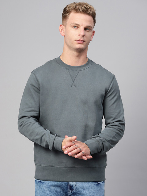 

Marks & Spencer Men Blue Solid Sweatshirt