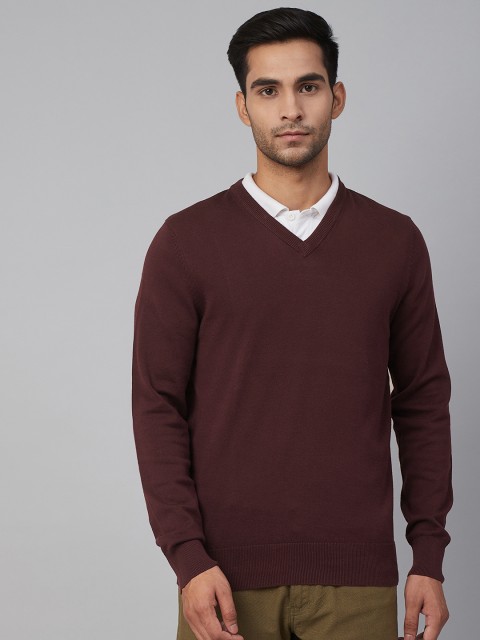 

Marks & Spencer Men Burgundy Solid Pullover Sweater