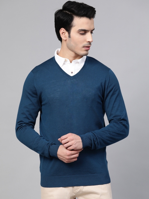 

Marks & Spencer Men Teal Blue Solid Pullover