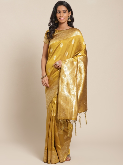 

Saree mall Green & Golden Ethnic Woven Design Banarasi Saree