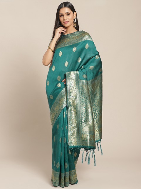 

Saree mall Green & Golden Woven Design Banarasi Saree