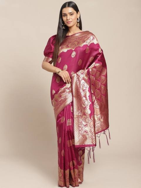 

Saree mall Magenta & Golden Woven Design Banarasi Saree