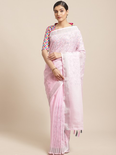 

Shangrila Creation Pink & Blue Dori Embroidered Saree