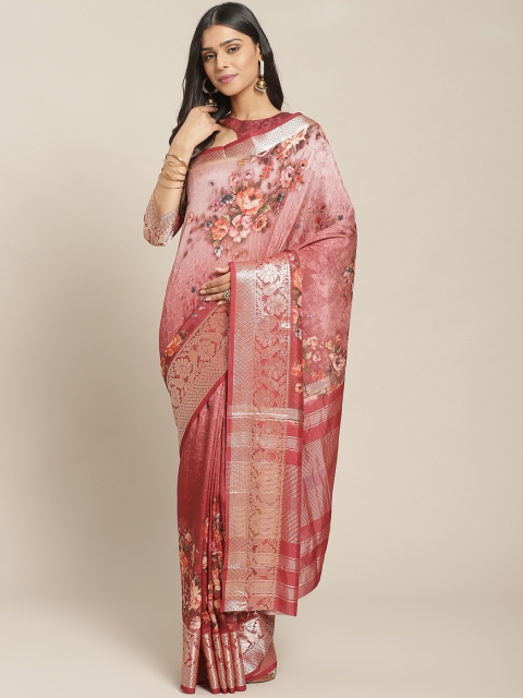 

Shangrila Creation Red & Pink Printed Saree