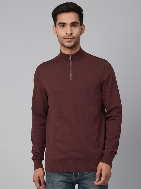 

Marks & Spencer Men Burgundy Solid Pullover Sweater