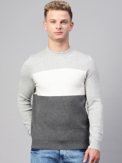 

Marks & Spencer Men Grey & White Colourblocked Sweater