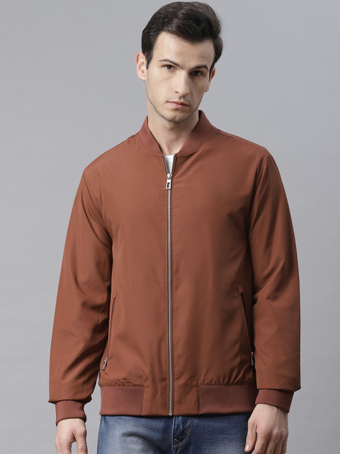 

Marks & Spencer Men Rust Red Water Resistant Solid Bomber Jacket