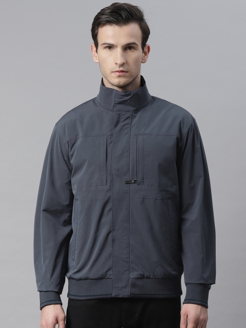 

Marks & Spencer Men Charcoal Grey Solid Water Resistant Bomber Jacket