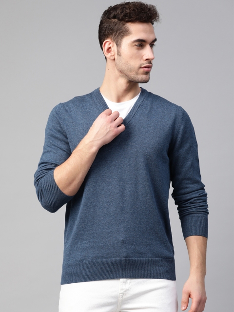 

Marks & Spencer Men Blue Solid Pullover Sweater