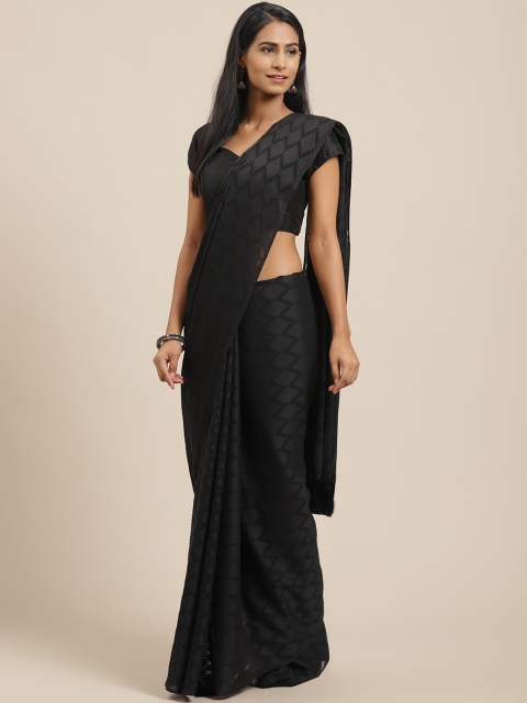 

VASTRANAND Black Woven Design Saree