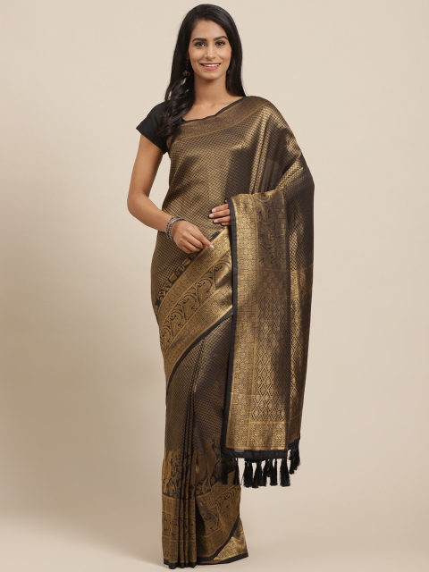 

VASTRANAND Black & Golden Woven Design Banarasi Saree