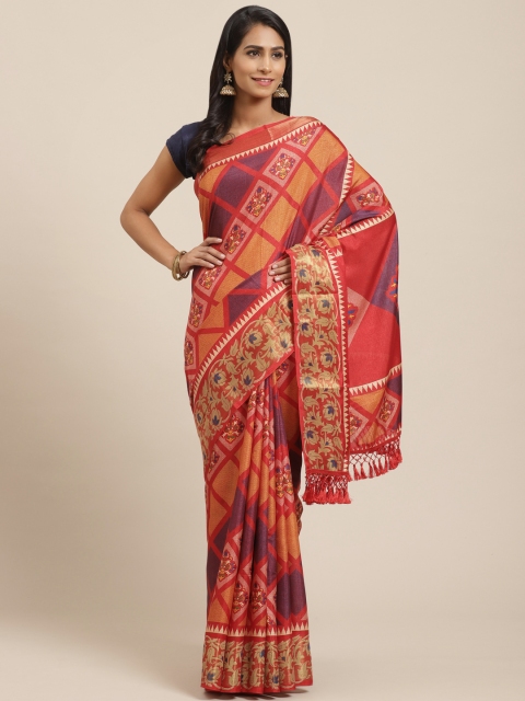 

VASTRANAND Red & Orange Printed Patola Saree