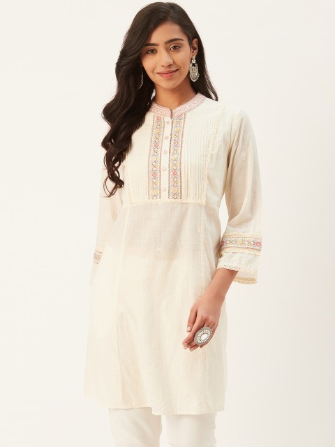 

Ritu Kumar Women Off-White Yoke Design A-lIne Kurta