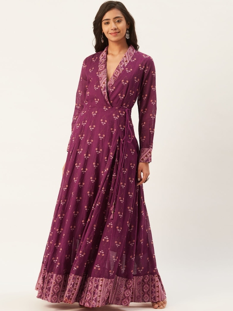 

Ritu Kumar Women Purple & Pink Printed Anarkali Kurta