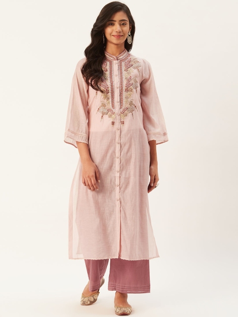

Ritu Kumar Women Pink Yoke Design Kurta with Palazzos