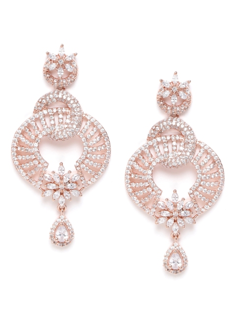 

Carlton London Rose Gold Plated CZ-Studded Classic Drop Earrings