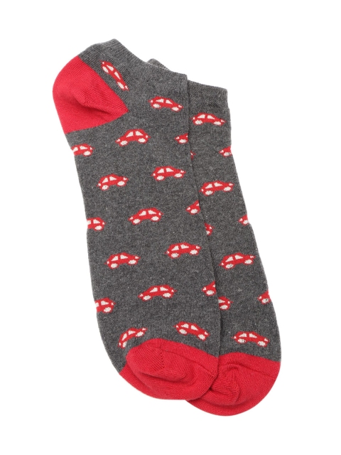 

Marks & Spencer Men Charcoal Grey & Red Car Patterned Ankle-Length Socks