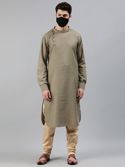 

EthnoVogue Men Grey & Beige Printed Kurta with Pyjamas