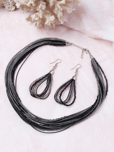 

Ayesha Women Black Beaded Jewellery Set