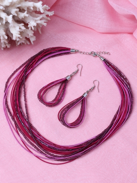 

Ayesha Women Purple & Red Beaded Jewellery Set