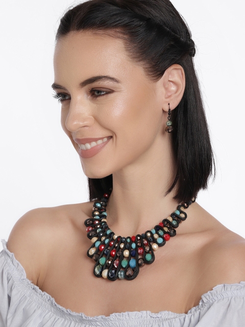 

Ayesha Multicoloured Beaded Leather Jewellery Set, Multi