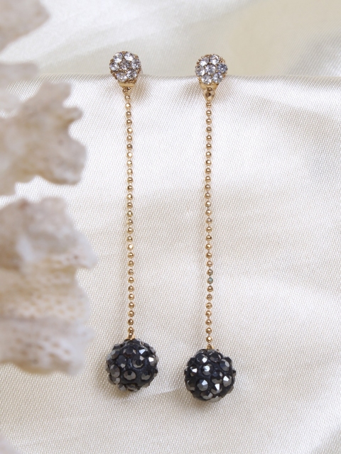 

Ayesha Gold-Toned & Black Contemporary Drop Earrings