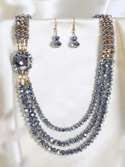 

Ayesha Silver & Gold-Toned Layered Beaded Jewellery Set