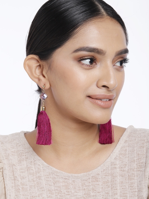 

Ayesha Magenta Tassel Drop Earrings