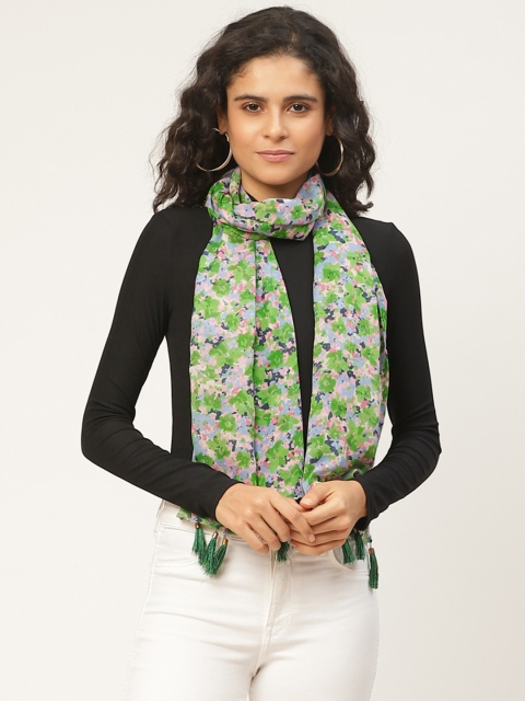 

WISSTLER Women Green & Pink Floral Printed Stole