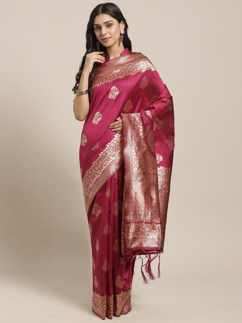 

Saree mall Magenta & Golden Woven Design Banarasi Saree