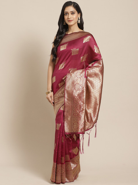 

Saree mall Magenta & Golden Zari Woven Design Banarasi Saree