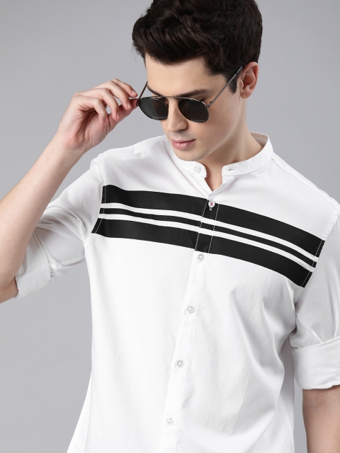 

Ducati Men White & Black Slim Fit Striped Casual Shirt
